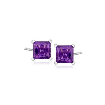 Ross-Simons 2.00 ct. t.w. Princess-Cut Amethyst Stud Earrings in Sterling Silver