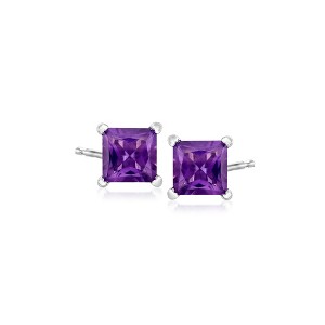 Ross-Simons 2.00 ct. t.w. Princess-Cut Amethyst Stud Earrings in Sterling Silver - 1 of 3