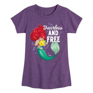 Girls' - Disney Princess - Ariel and Flounder Fearless and Free Fitted Short Sleeve Graphic T-Shirt - 1 of 4