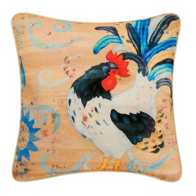 C&F Home 18" x 18" White Rooster High Definition Pillow