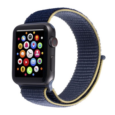  Insten Soft Woven Nylon Band for Apple Watch 38mm 40mm All Series SE 6 5 4 3 2 1, For Women Men Girls Boys Replacement Strap, Blue 