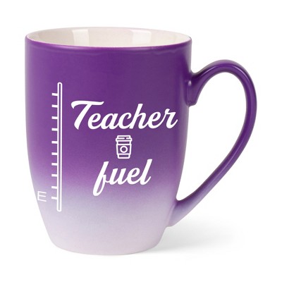 Elanze Designs Teacher Fuel Two Toned Ombre Matte Purple and White 12 ounce Ceramic Stoneware Coffee Cup Mug