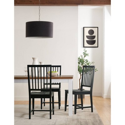 Vienna High-Back Black Rubberwood Slat Side Chairs, Set of 2