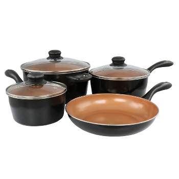 Hastings Home Nonstick, Dishwasher Safe, Oven Safe Cookware Set With  Tempered Glass Lid - Copper, 8 Pieces : Target
