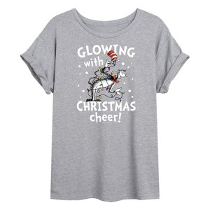 Women's - The Cat in the Hat - Glowing Christmas Cheer Oversized Graphic T-Shirt - 1 of 4