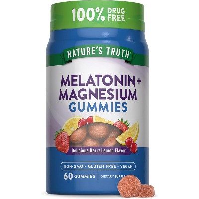 Nature's Truth Melatonin with Magnesium Gummies | 60 Count | Berry Lemon Flavor