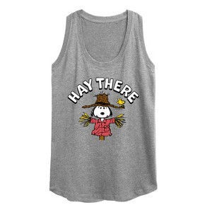 Women's - Peanuts - Snoopy Scarecrow Hay There Graphic Racerback Tank - 1 of 4