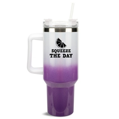100 North Squeeze The Day Citrus Slice 40 oz. Stainless Steel, Large Water Bottle Coffee Mug, Spill & Leak Resistant, Thermal Travel Tumbler with