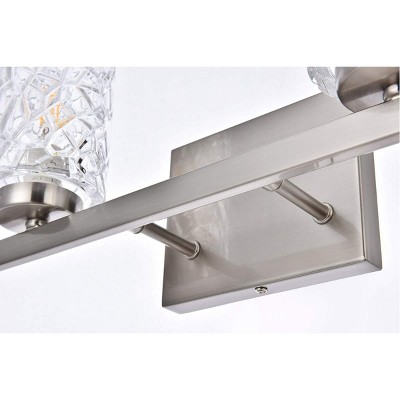 Cassie Satin Nickel 2-Light Wall Sconce with Clear Glass Shade