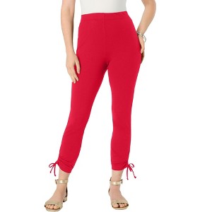 Roaman's Women's Plus Size Lace-Up Capri Leggings - 1 of 4