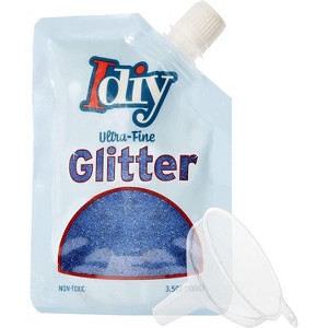 iDIY Ultra Fine Glitter (100g, 3.5 oz Pouch) w Easy-Pour Bag & Funnel- Indigo Blue Non-Toxic, DIY Arts & Crafts, School Projects, Resin, Card Making - 1 of 3