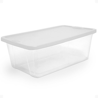 Homz 6 Quart Plastic Multipurpose Stackable Storage Container Bins with Secure Latching Lid for Home and Office Organization, Clear (40 Pack)
