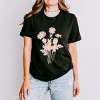S.W.Smiley Pink Flower Silohuette - Women's Short Sleeve Graphic T-Shirt - 3 of 4