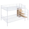 MAYEERTY Full Over Full Metal Bunk Bed, Lateral Storage Ladder Wardrobe, Bedroom, White - 4 of 4