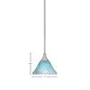 Toltec Lighting Any 1 - Light Pendant in  Brushed Nickel with 7" Teal Crystal Shade - 2 of 2