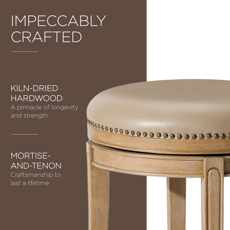Maven Lane Alexander Backless Kitchen Stool with Vegan Leather Upholstery, 5 of 8