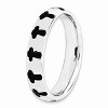 Black Bow Jewelry Rhodium Plated Sterling Silver, Black Enameled Stackable Cross Band - 3 of 4