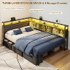 Furnulem Full Size Bed Frame with Headboard and Storage Drawers Full Metal Platform Corner Bed Frame with Charging Station and LED Lights - 3 of 4
