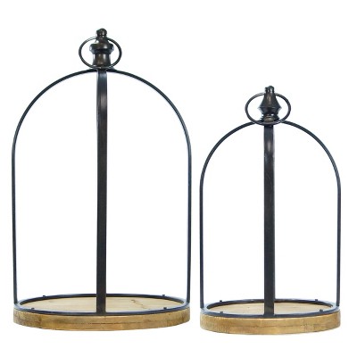 VIP Wood 21 in. Multicolor Metal Oval Lanterns with Wood Set of 2