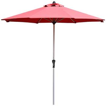 Tangkula 9Ft Patio Outdoor Umbrella Market Table Umbrella w/ Crank 8 Ribs Burgundy