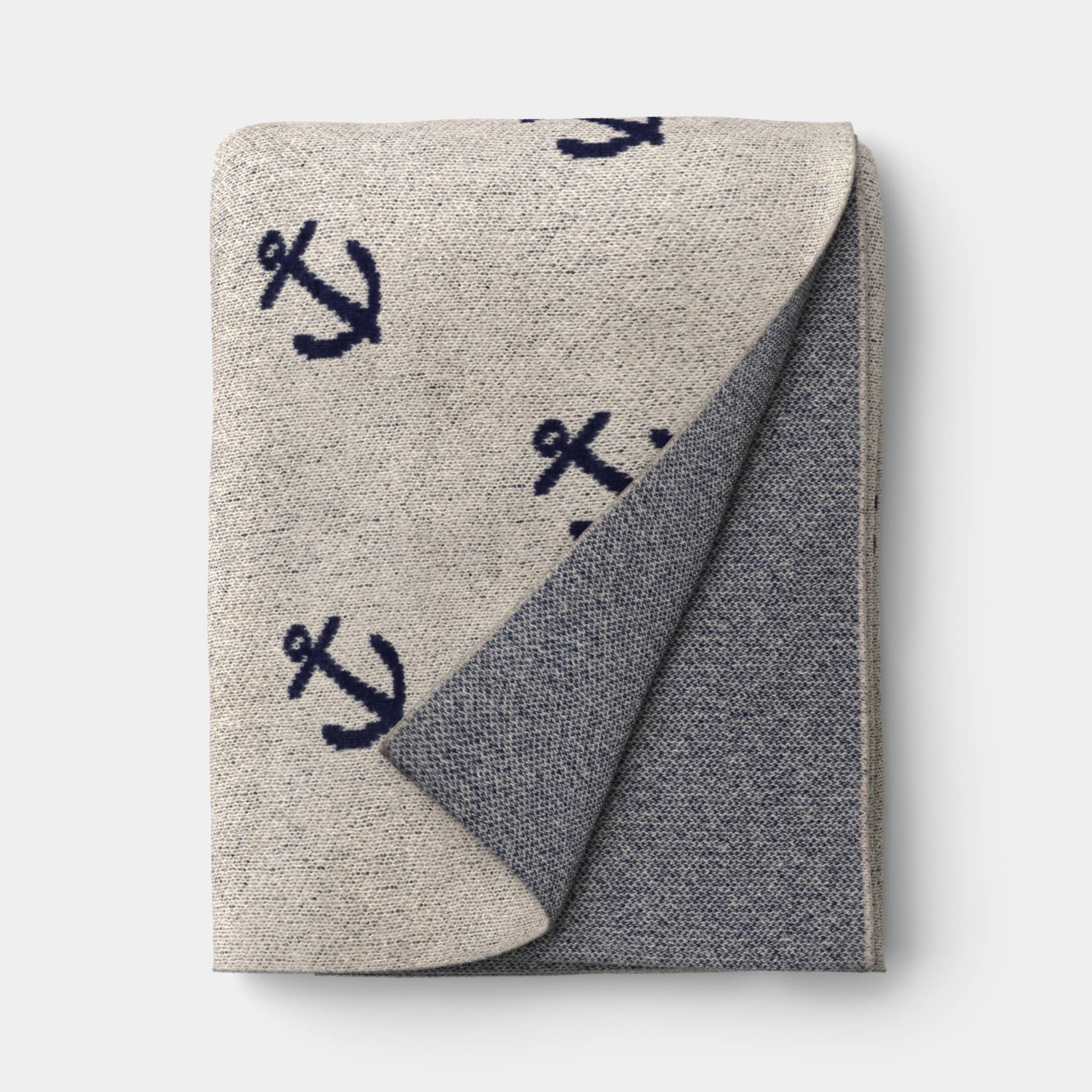 Anchor Throw Blanket Ivory/Blue - Room Essentials™