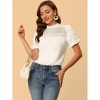 Allegra K Women's Summer Casual Chiffon Lace Panel Puff Sleeve Blouse - 2 of 4