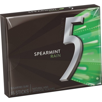 5 Gum Spearmint Rain Sugar Free Chewing Gum - 15ct