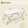 Costway Coffee Table Modern Marble 2-Tier Coffee Table  Gold Rectangle for Living Room - 3 of 4