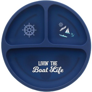 Pavilion Gift Company - Boat Life - 7.75" Divided Silicone Suction Plate - Dining Plates - 1 of 4