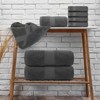 BRINJOY Luxury Bath Towel Set of 8 - 100% Turkish Cotton Highly Absorbent, 2 Luxury Bath Towels 700GSM, 2 Hand Towels, 4 Washcloths, Dark Gray - 2 of 4