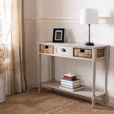 Christa Vintage Grey Wood Console Table with Storage