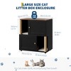 Double Cat Litter Box Enclosure with Hidden Compartments, Wooden Farmhouse Cabinet with Dual Scrape Mats and Scratching Posts - 3 of 4