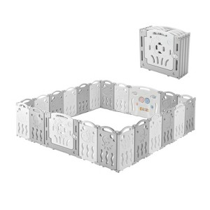 AMERLIFE Baby Playpen, Upgraded Portable Foldable Baby Fence with Game Panel and Safety Gate - 1 of 4