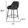 HomeRoots Set of Two 25" Black Faux Leather And Steel Counter Height Bar Chairs - 3 of 4