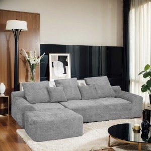 111" Modular Sectional Sofa with Adjustable L-Shaped Design, Velvet Sectional Sofa for Living Room, Large Sectional Sofa for Family Spaces-Koiai - 1 of 4