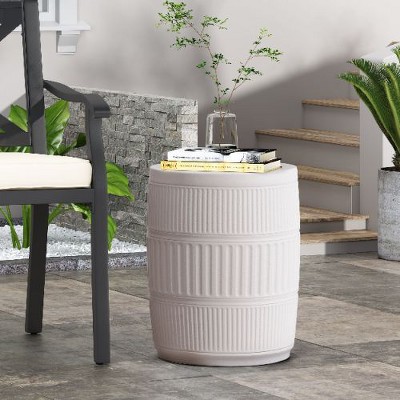NicBex Modern Powder Coated Iron Outdoor End Table, Black Brush Silver Finish Patio Side Table, Square Outdoor Side Table