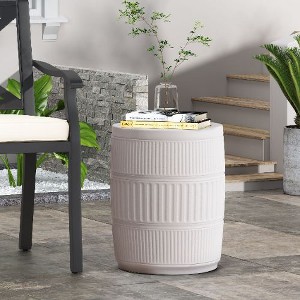 NicBex Modern Powder Coated Iron Outdoor End Table, Black Brush Silver Finish Patio Side Table, Square Outdoor Side Table - 1 of 4