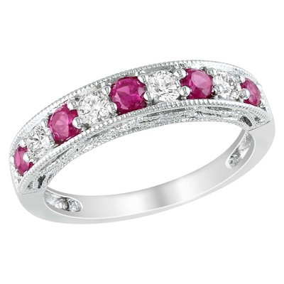 4/5 CT. T.W. Created Ruby and Created White Sapphire Ring - Silver