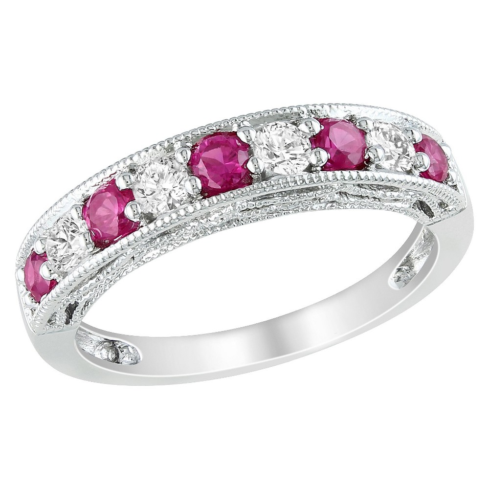 Photos - Ring 4/5 CT. T.W. Created Ruby and Created White Sapphire  - Silver 6