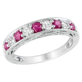 4/5 CT. T.W. Created Ruby and Created White Sapphire Ring - Silver 5