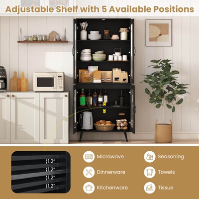 Costway Kitchen Pantry Cabinet with Translucent Fluted Doors & Adjustable Shelf — фото 7