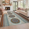 Washable Vintage Farmhouse Area Rugs with Floral Print for Bedroom Living Room, Soft Non Slip Retro Accent Throw Carpet for Home Office - 2 of 4