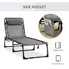 72.72'' Portable Sun Lounger, Folding Camping Cot, with Adjustable Backrest and Removable Pillow, Grey - 2 of 4