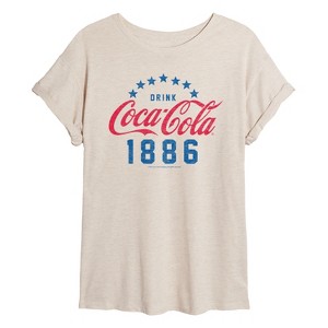 Women's - Coca-Cola - Blue Patriotic Stars 1886 Oversized Graphic T-Shirt - 1 of 4