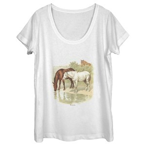 Women's Lost Gods Retro Horses Portrait Scoop Neck - 1 of 4