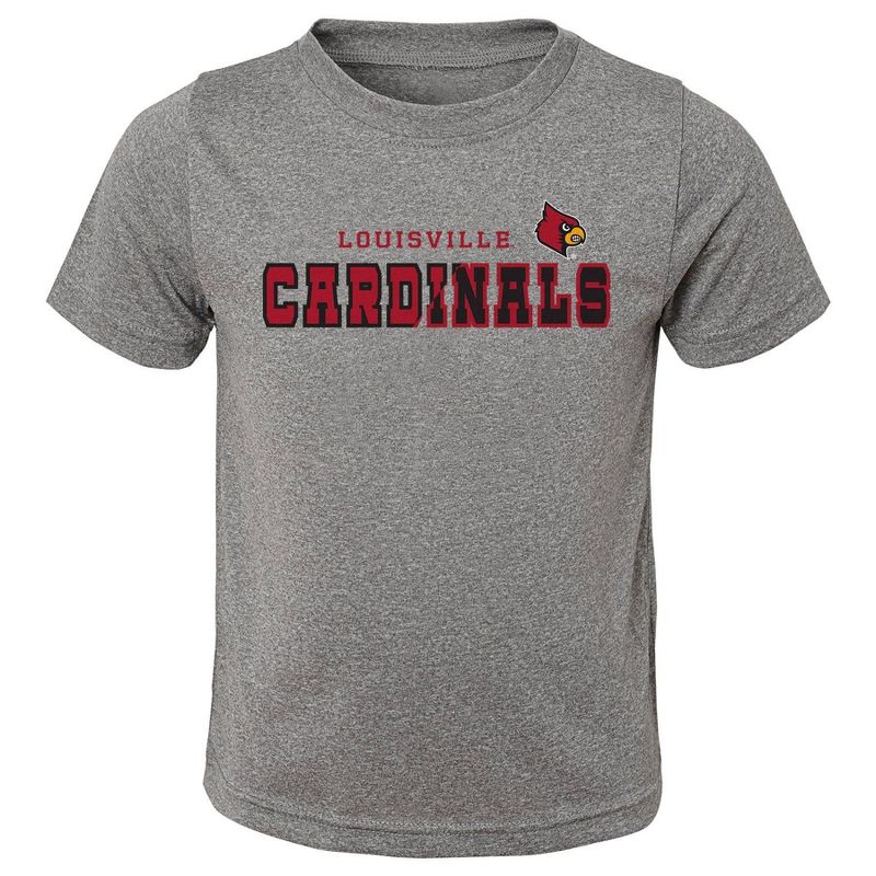 NCAA Louisville Cardinals Boys&#39; Heather Gray Poly T-Shirt, 1 of 2
