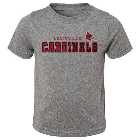 NCAA Louisville Cardinals Boys' Heather Gray Poly T-Shirt - XS