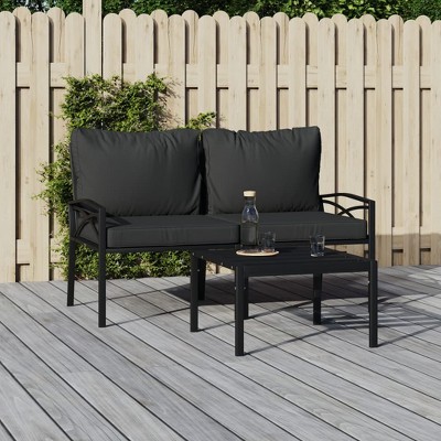 vidaXL Patio Chairs with Gray Cushions 2 pcs 24.4 in.x29.5 in.x31.1 in. Steel