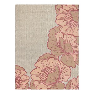 NICOLE MILLER NEW YORK Flora Grandeur Bloom Handcrafted Area Rug, Natural Wool Rug - 1 of 4