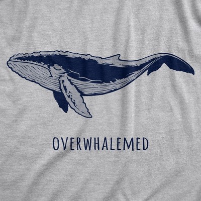 Мужские футболки Crazy Dog T-Shirts, Inc. Mens Overwhalemed T Shirt Funny Sarcastic Overwhelmed Whale Graphic Joke Tee for Guys - Crazy Dog Men's T Shirt for Animal Lovers Light Grey M — фото 2